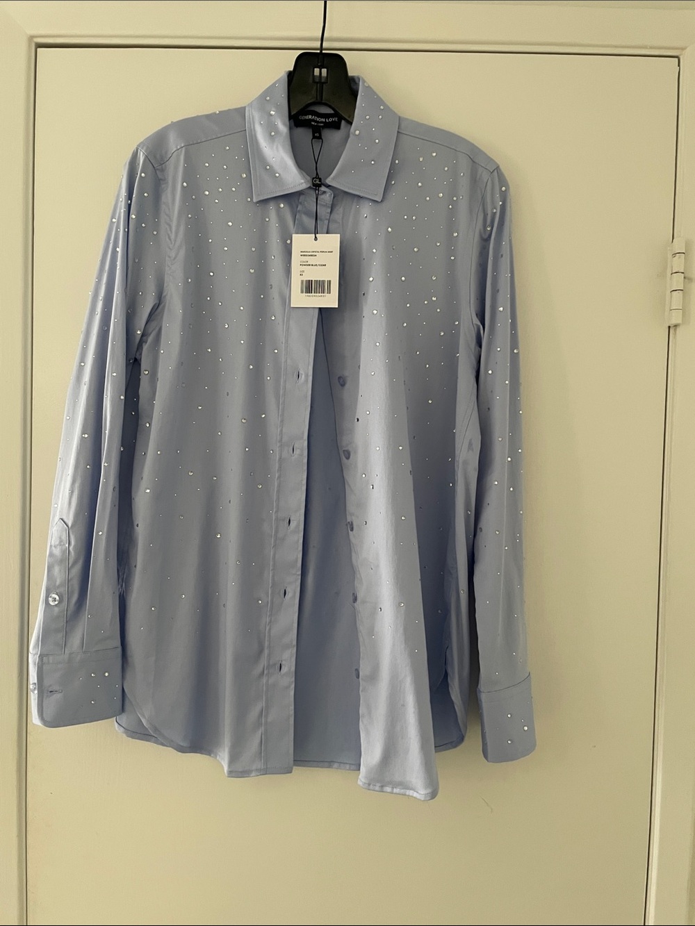 Generation Love Light Blue Crystal-Embellished Blouse
